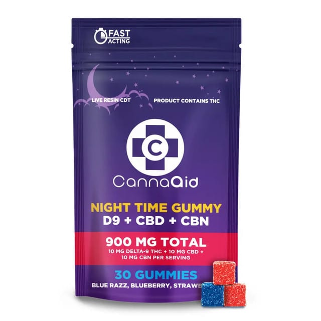 CannaAid Delta 9 THC + CBD + CBN Night Time Live Resin CDT Gummies